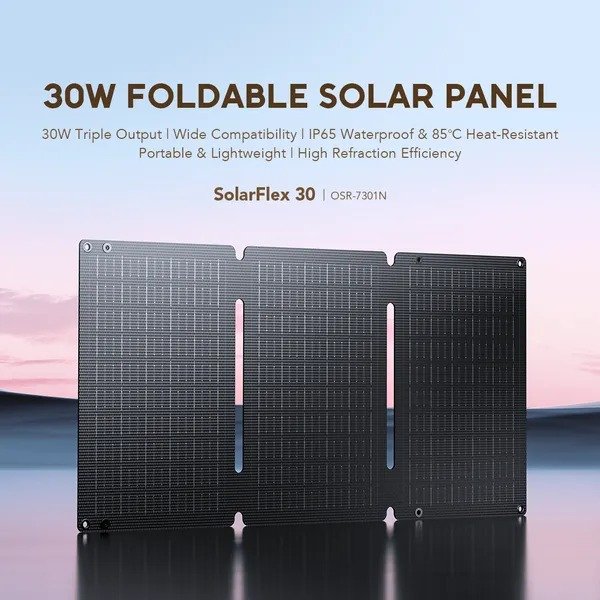 oraimo SolarFlex 30 30W portable solar panel folded design for travel and camping